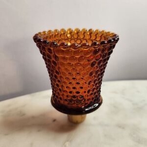 Dark amber hobnail glass candle sconce fluted edge - 1 qty